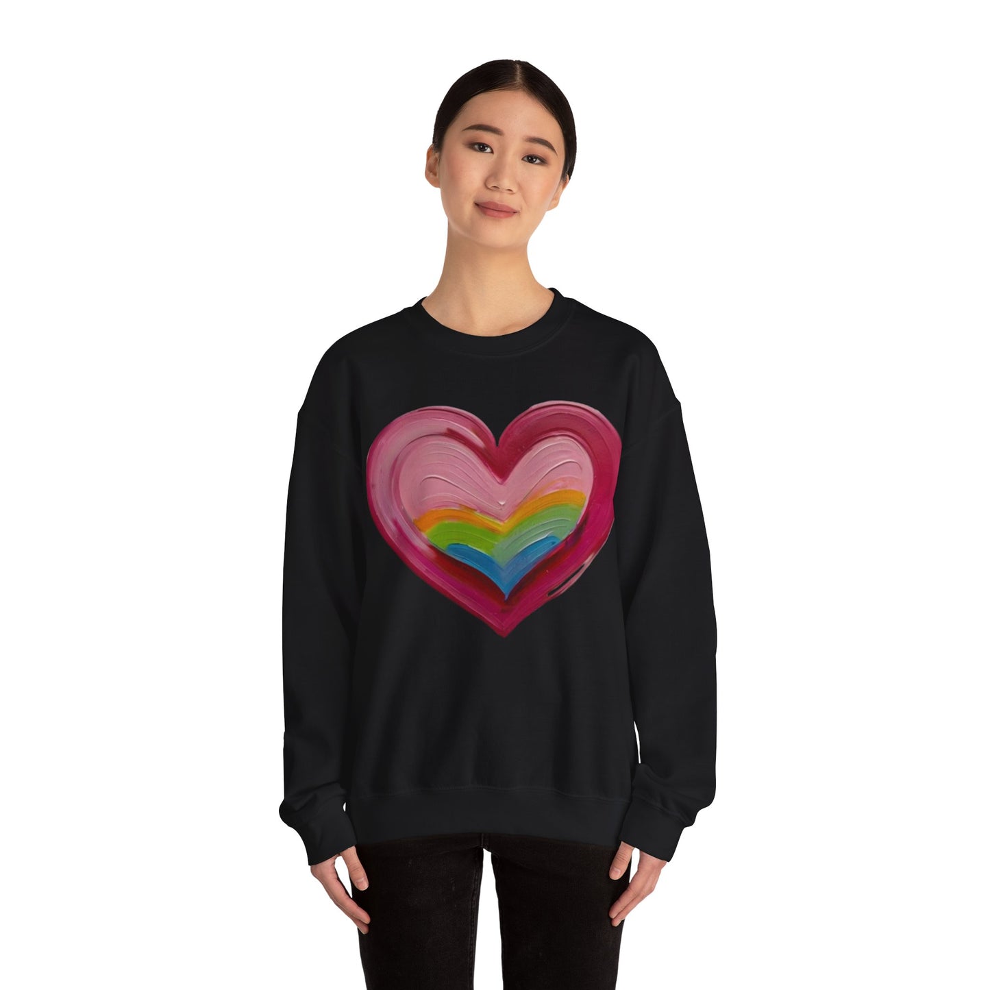 Pink Painted Love Heart - Unisex Crewneck Sweatshirt