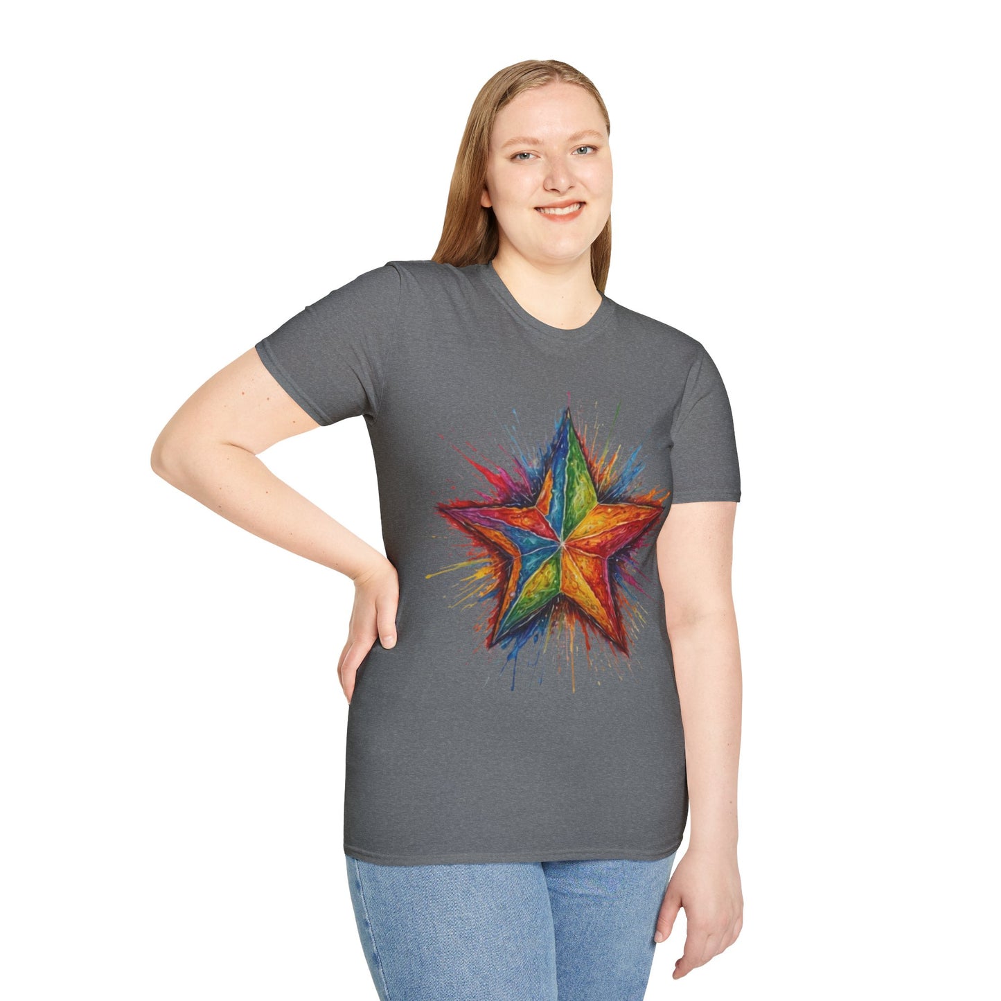 Burning Multicoloured Star - Unisex T-Shirt