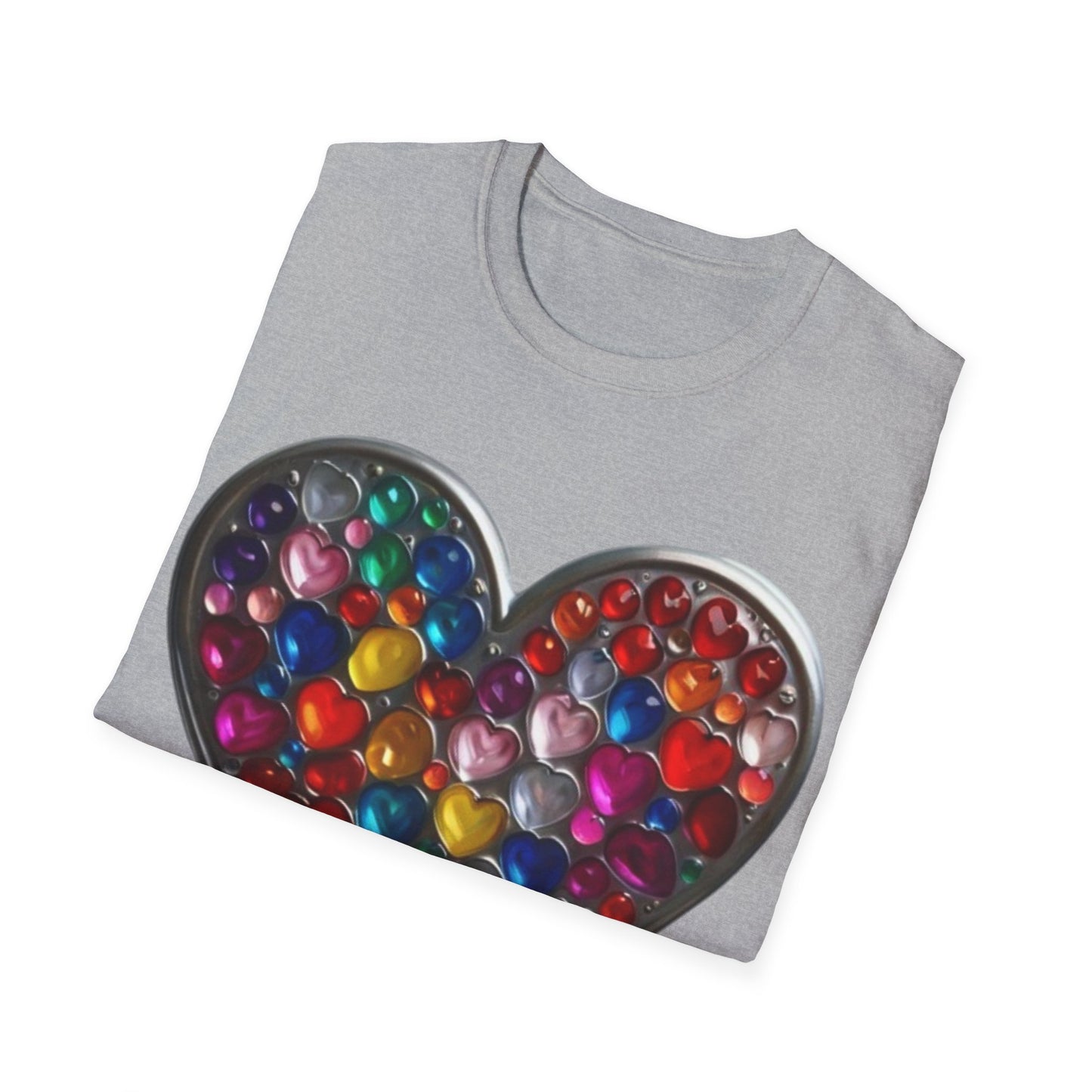 Multicoloured Silver Love Heart - Unisex T-Shirt