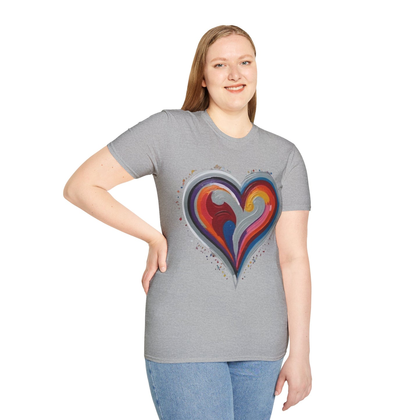 Colourful Grey Love Heart - Unisex T-Shirt