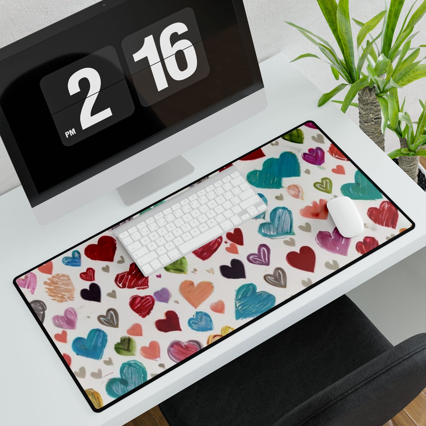 Sketched Colourful Small Love Hearts - Desk Mats