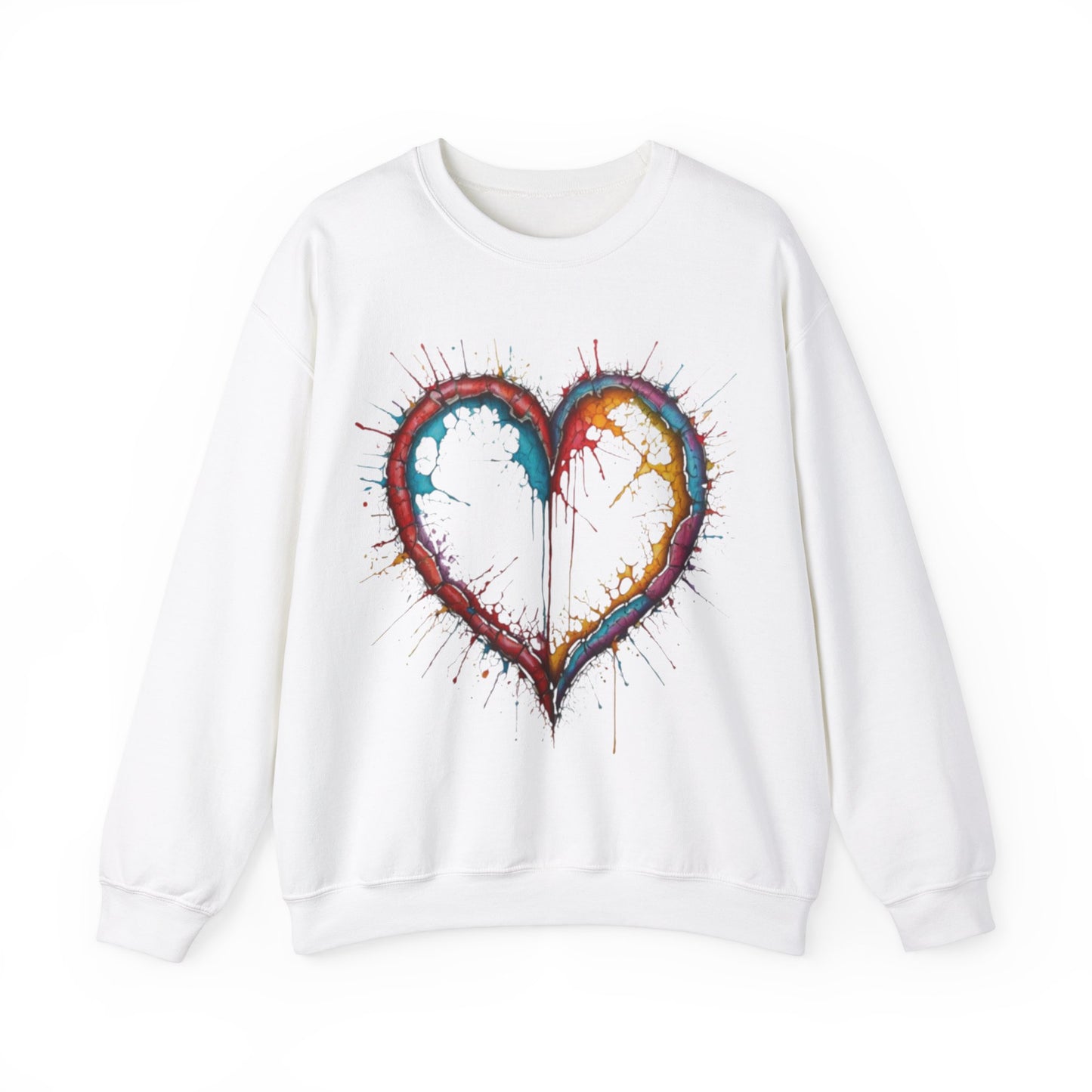 Hollow Colourful Messy Love Heart - Unisex Heavy Sweatshirt