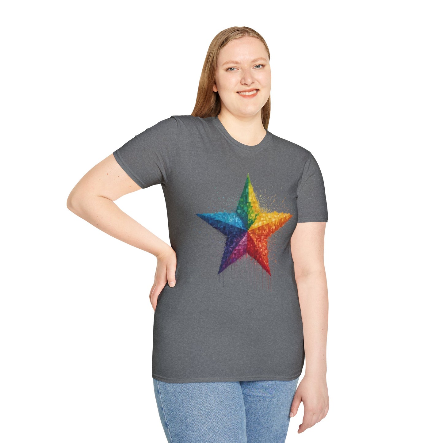 Multicoloured Pixelated Star - Unisex T-Shirt