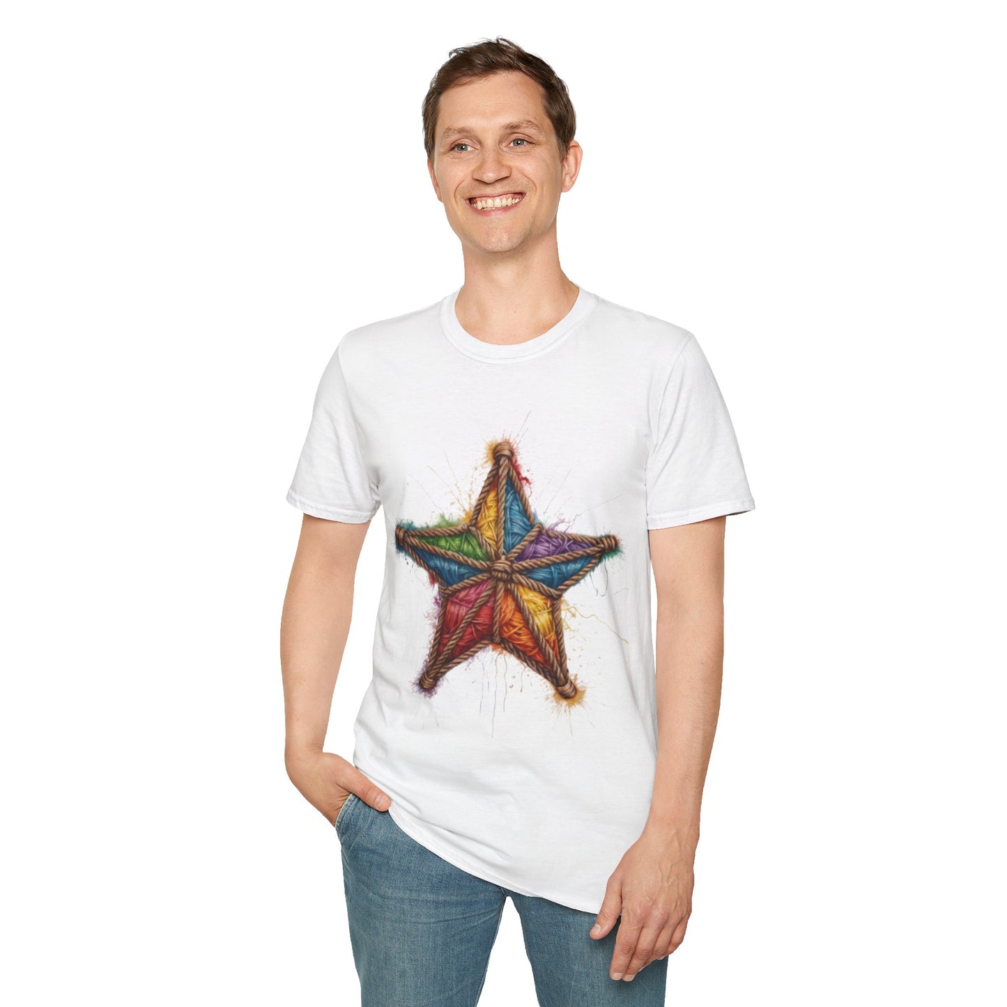 Multicoloured Star Rope Pattern - Unisex T-Shirt