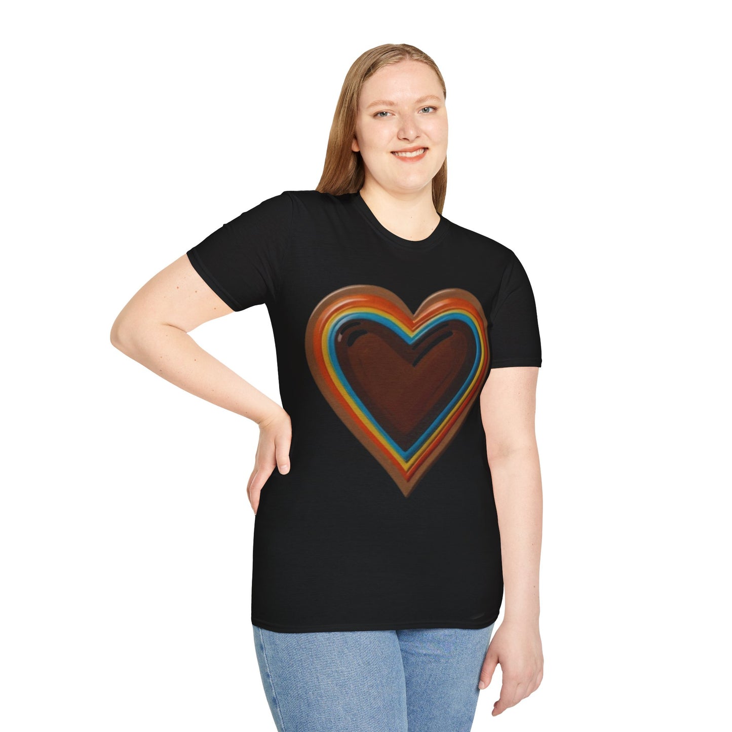 Colourful Brown Love Heart - Unisex T-Shirt