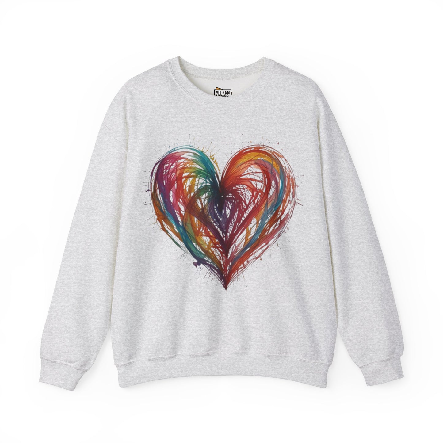 Colourful Messy Lines Transparent Love Heart - Unisex Crewneck Sweatshirt