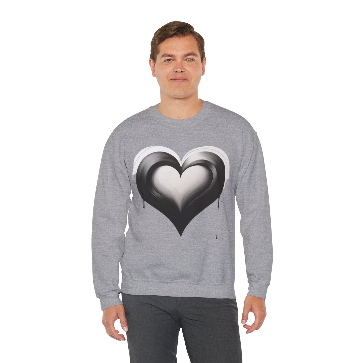 Black and White Love Heart - Unisex Crewneck Sweatshirt