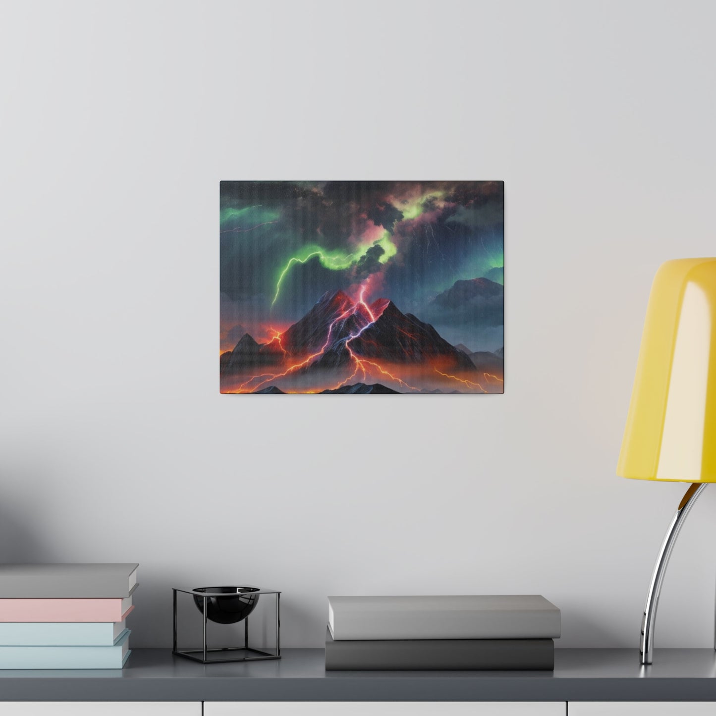 Colourful Lightning At Night Above Mountains - Matte Canvas, Stretched, 0.75"