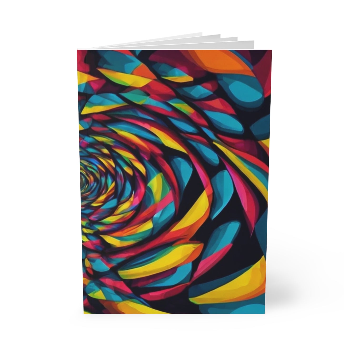 Colourful 2D Swirly Abstract Optical Illusion - Softcover Notebook, A5