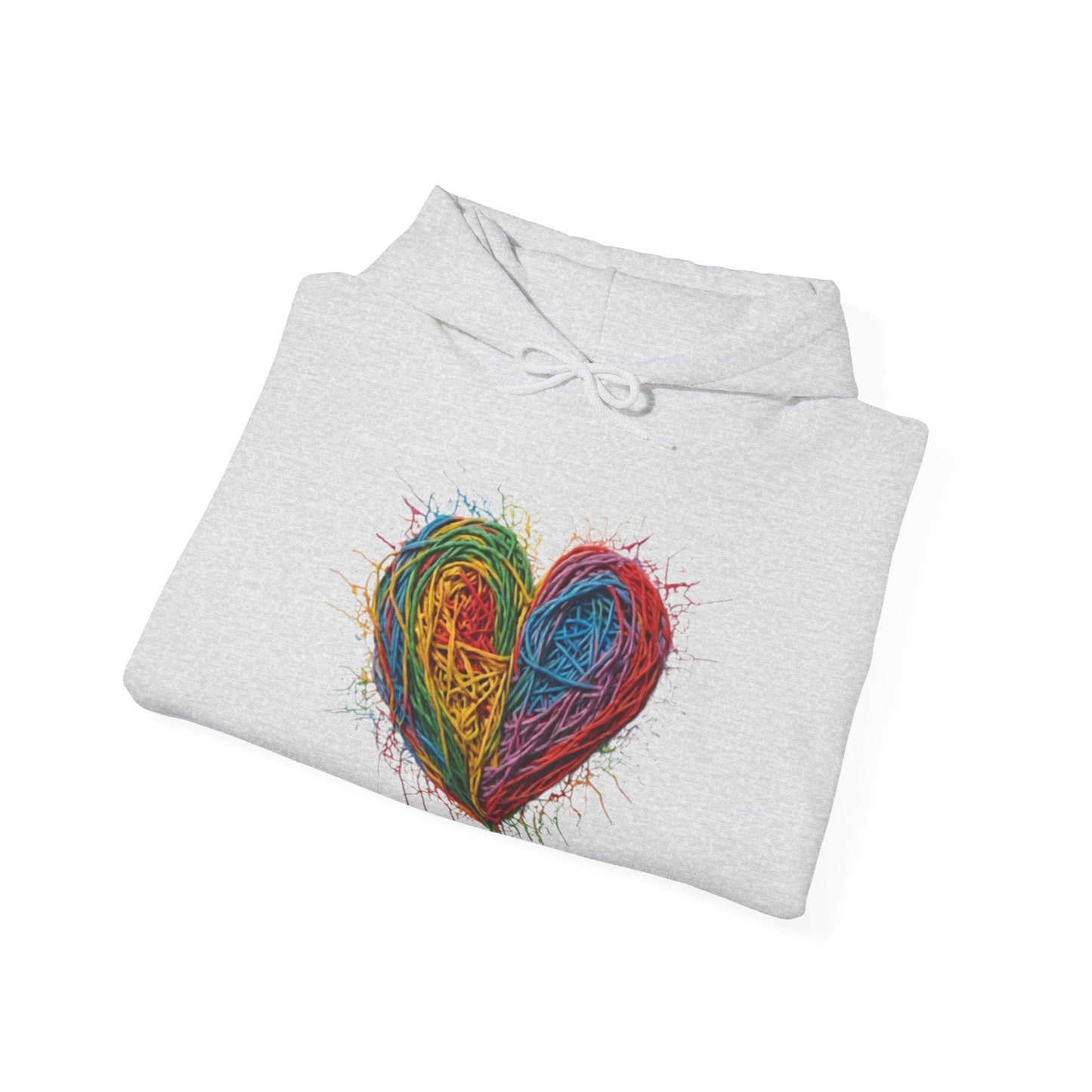 Multicoloured Scoubidou Love Heart - Unisex Hooded Sweatshirt