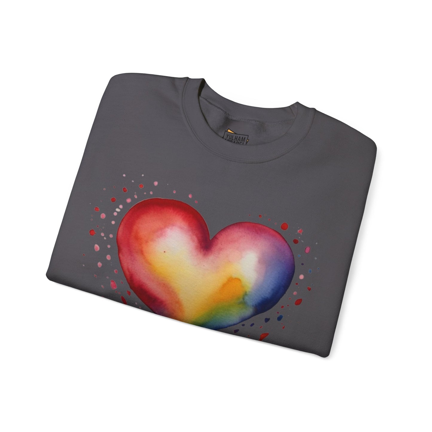 Colourful Watercolour Style Love Heart - Unisex Crewneck Sweatshirt