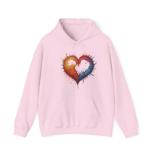 Colourful Burning Love Heart - Unisex Hooded Sweatshirt