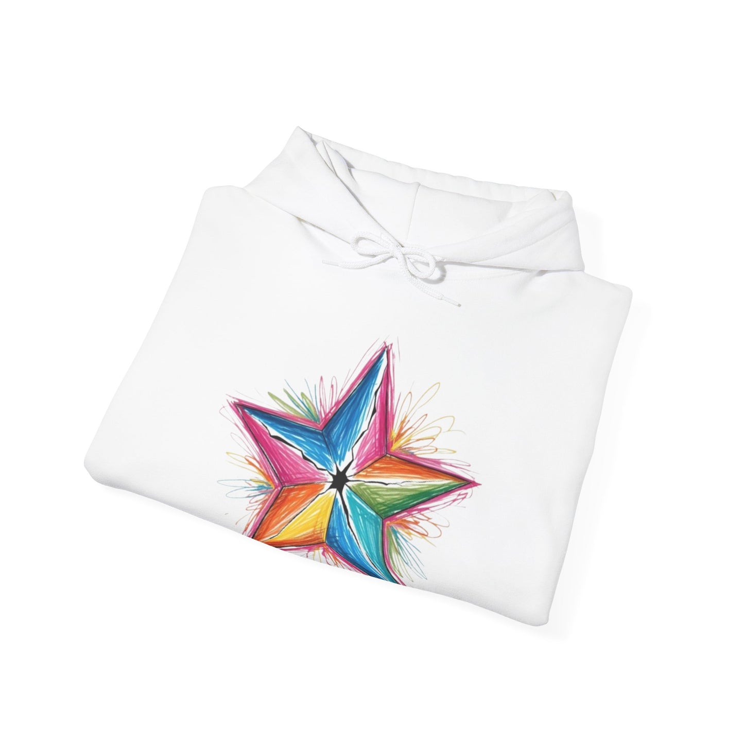 Vibrant Coloured Messy Star - Unisex Hooded Sweatshirt