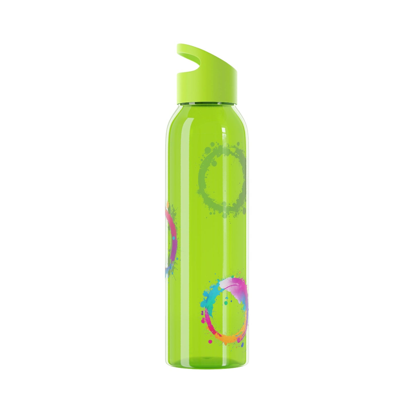 Colourful Circles Paint Art - Sky Water Bottle