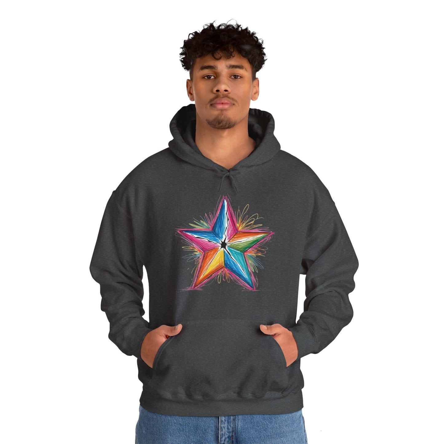 Vibrant Coloured Messy Star - Unisex Hooded Sweatshirt