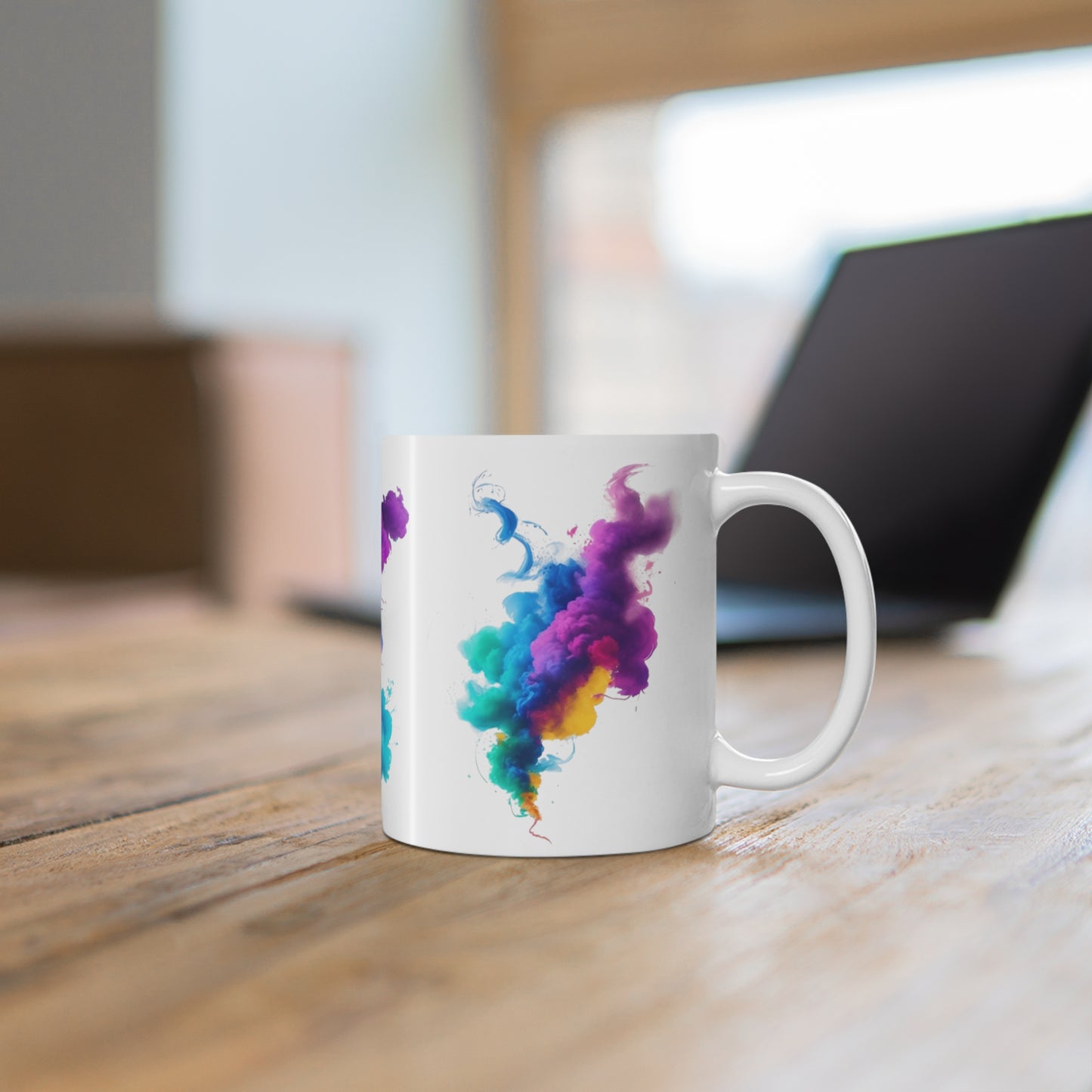 Colourful Smoke Art Mug - Ceramic Coffee Mug 11oz
