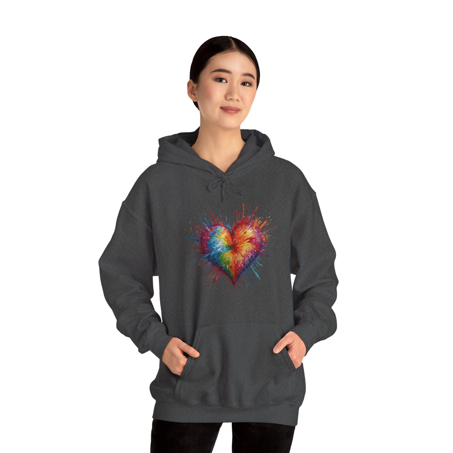 Colourful Messy Exploding Love Heart - Unisex Hooded Sweatshirt