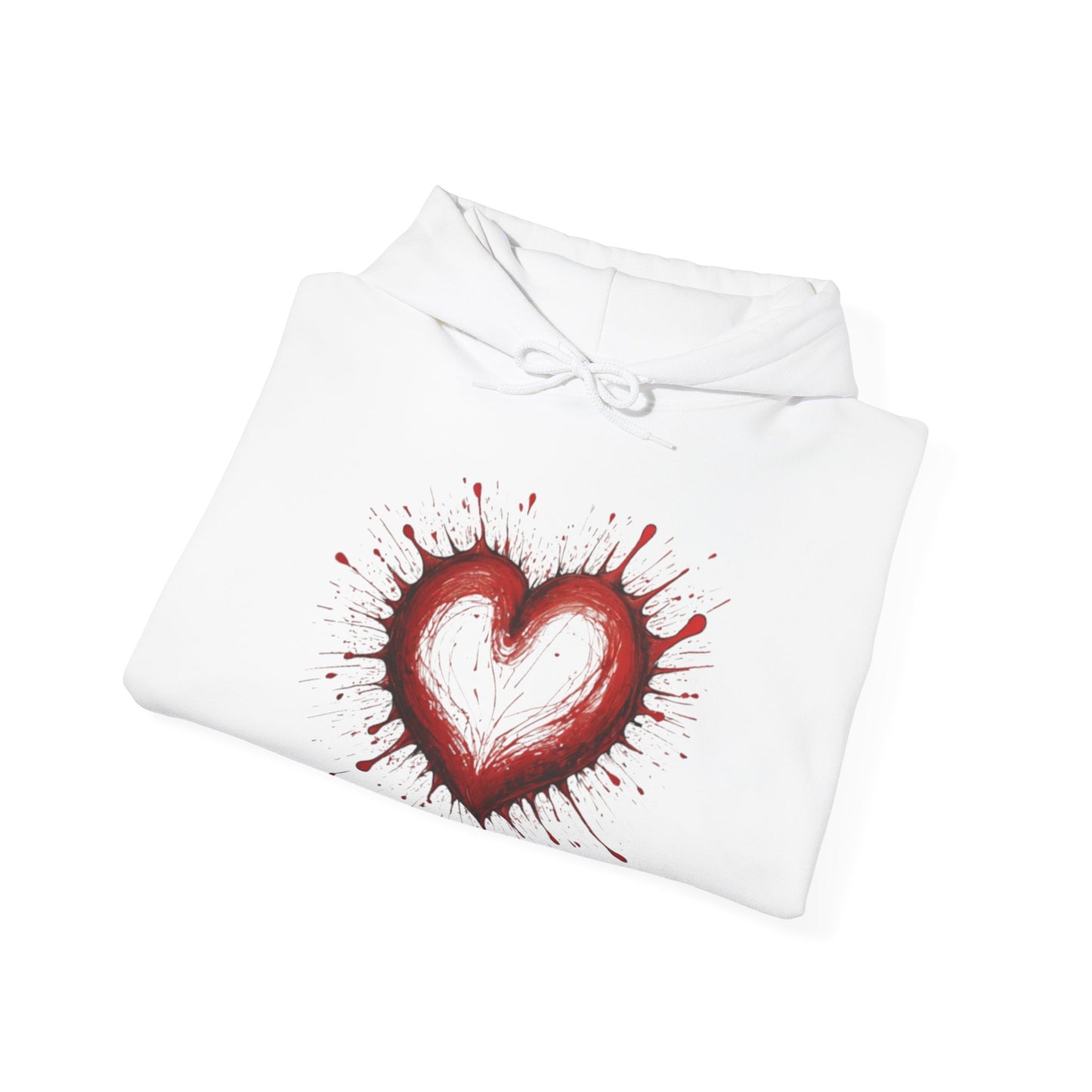 Messy Red Love Heart - Unisex Hooded Sweatshirt