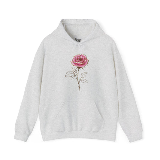 Sketched Pink and Gold Rose - Unisex Hooded Sweatshirt