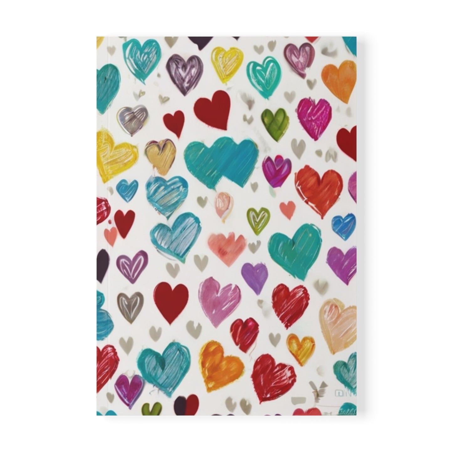 Colourful Sketched Small Love Hearts - Softcover Notebook, A5