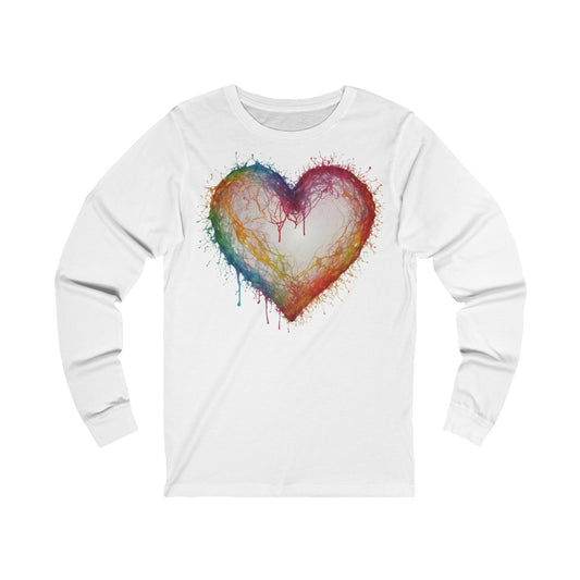 Transparent Colourful Love Heart - Unisex Long Sleeve T-Shirt