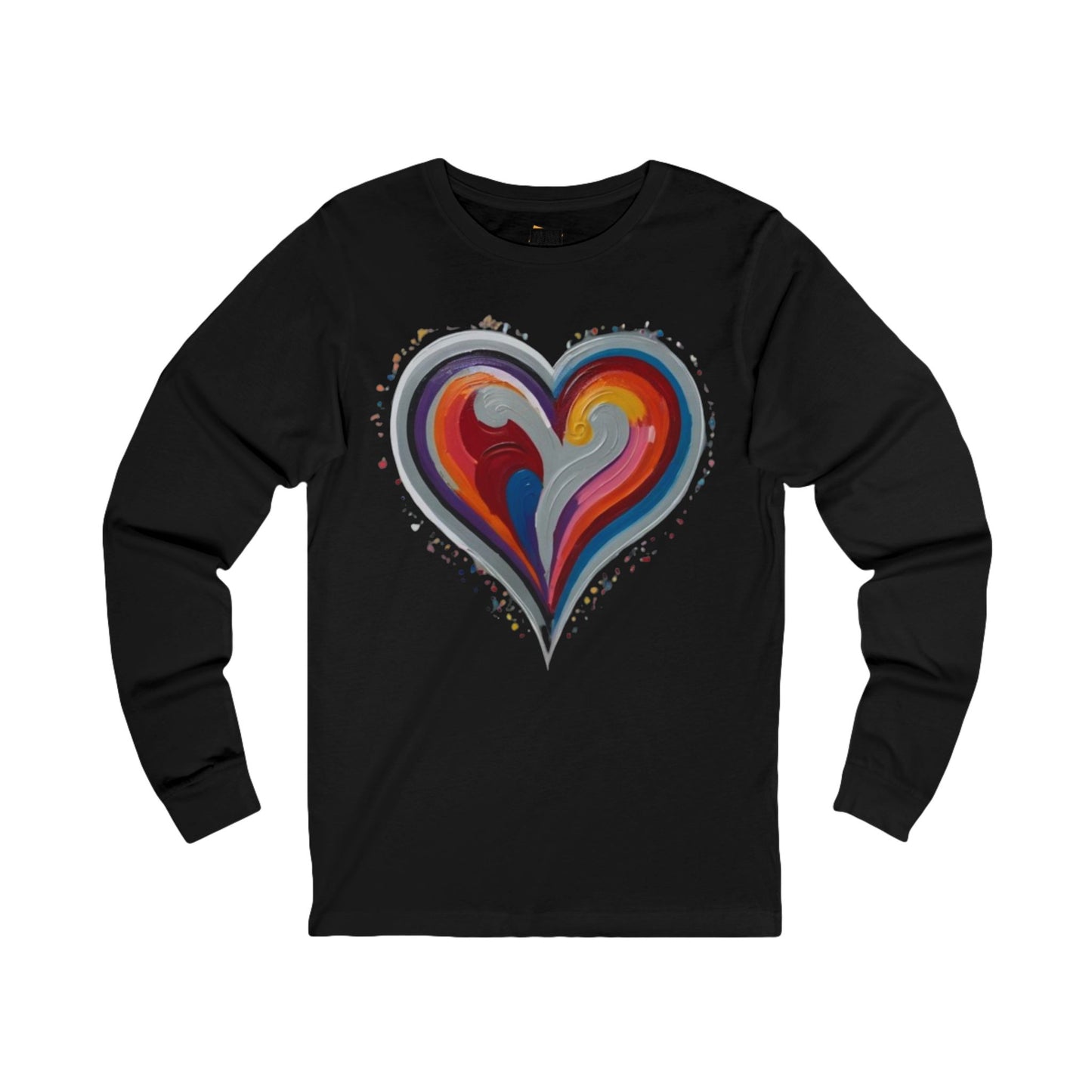 Colourful Grey Love Heart - Unisex Long Sleeve T-Shirt