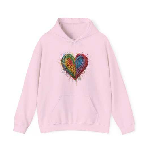 Multicoloured Scoubidou Love Heart - Unisex Hooded Sweatshirt