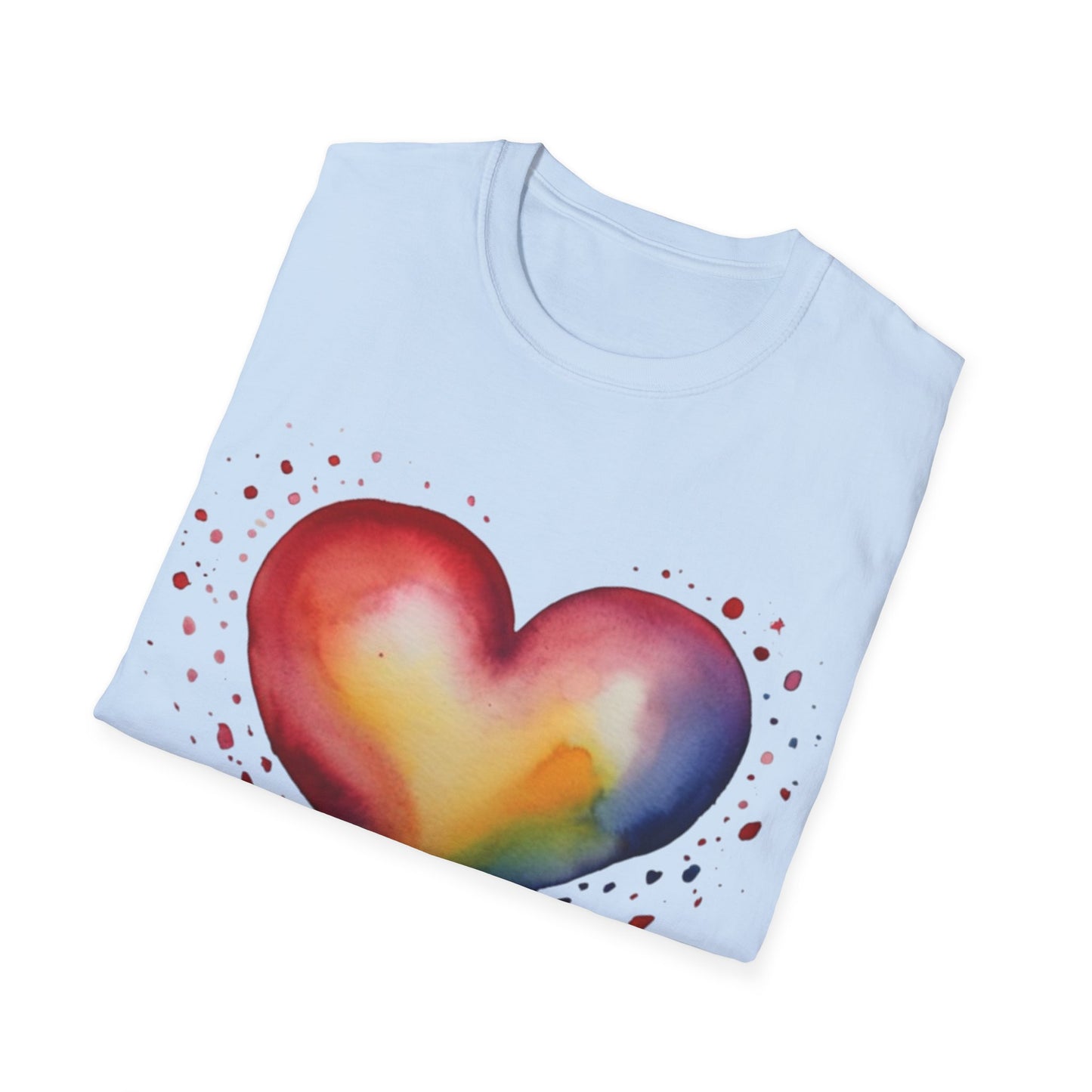 Colourful Watercolour Style Love Heart - Unisex T-Shirt