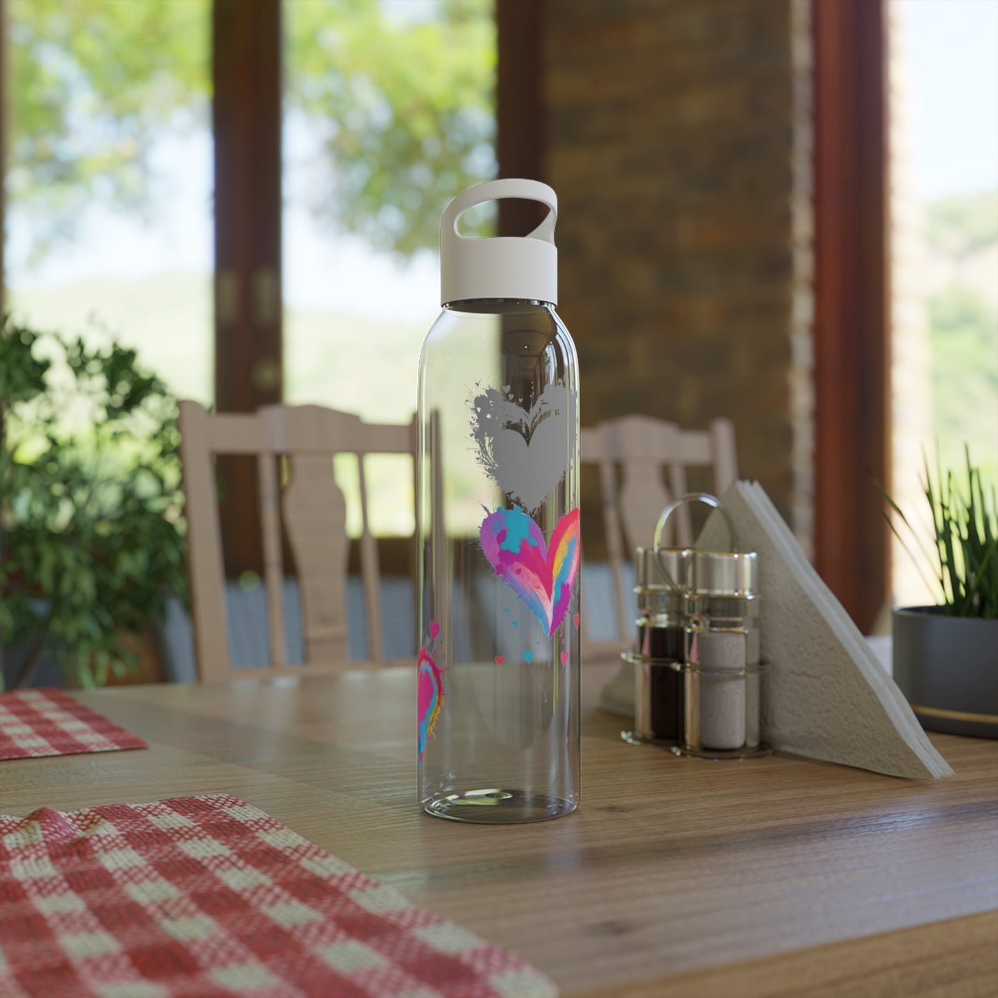 Colourful Love Hearts - Sky Water Bottle