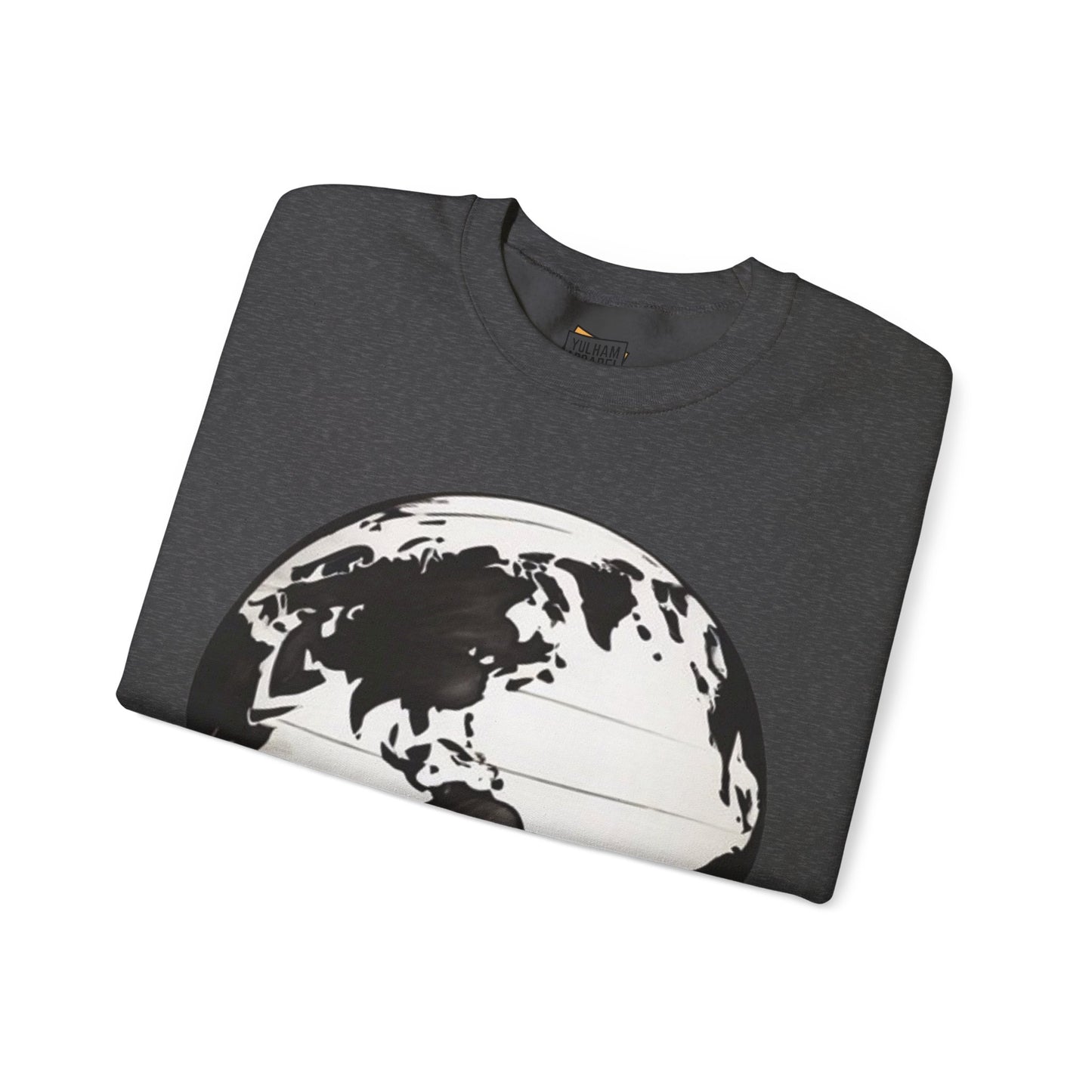 Black and White Earth Sphere - Unisex Crewneck Sweatshirt