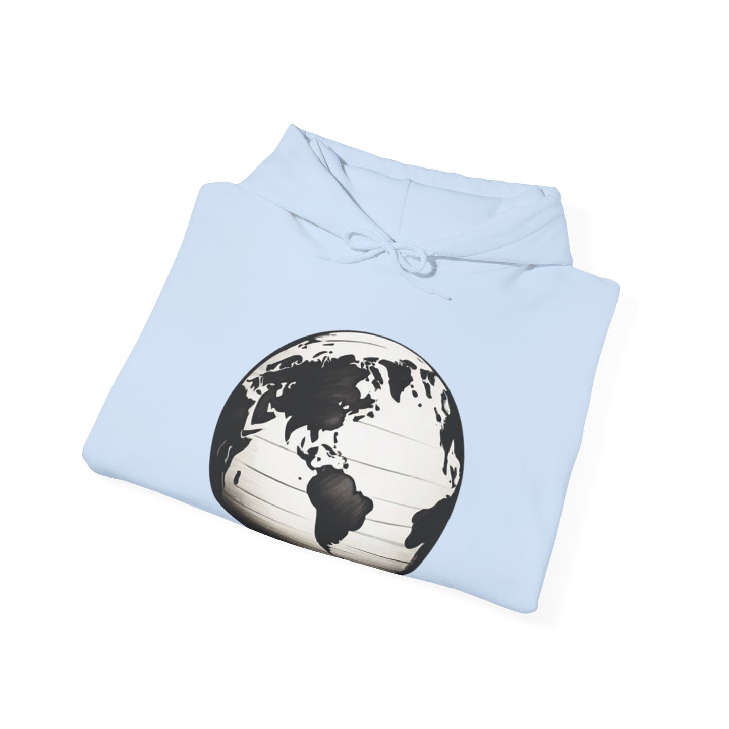 Black and White Earth Sphere - Unisex Hooded Sweatshirt