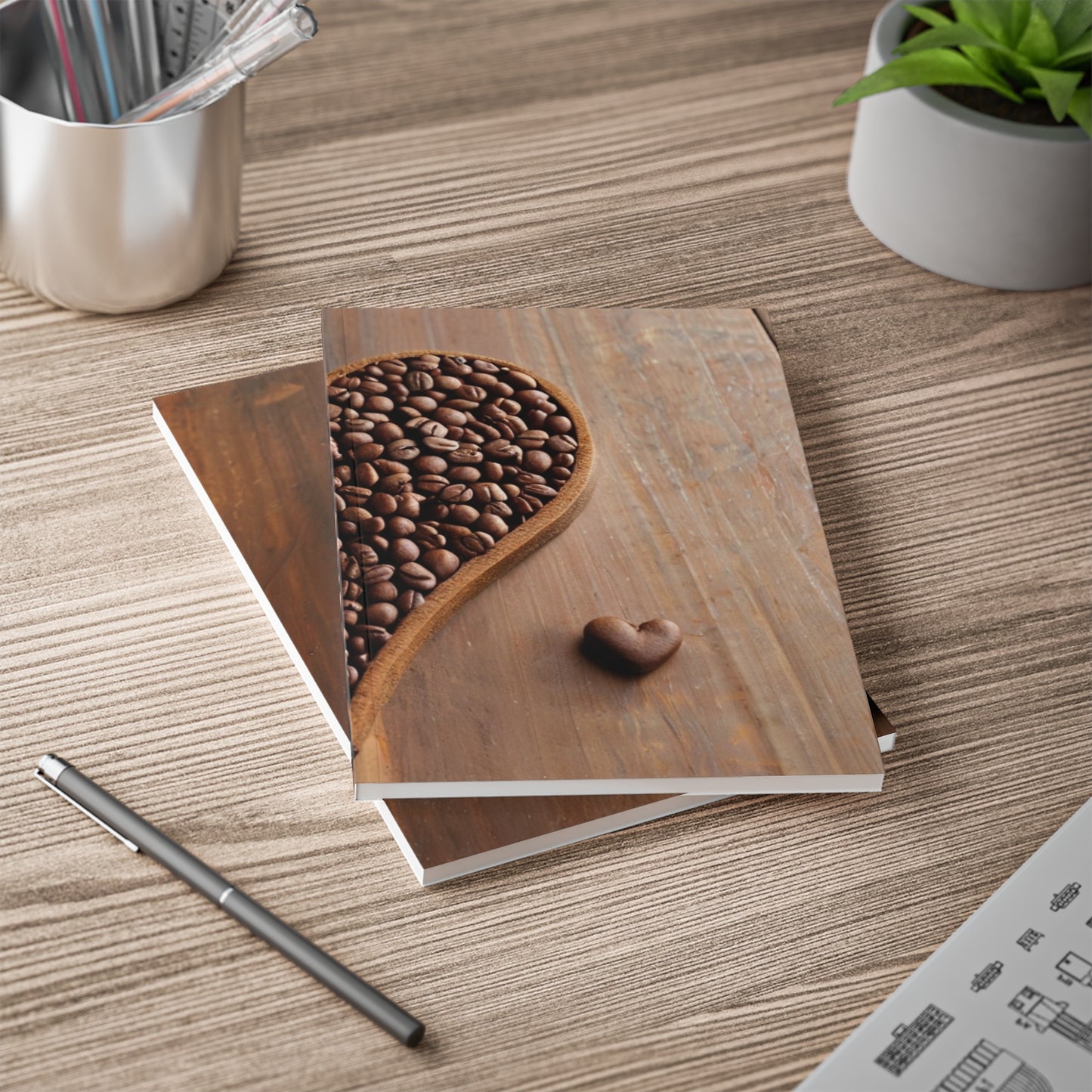 Love Heart Made Out Of Coffee Beans - Softcover Notebook, A5