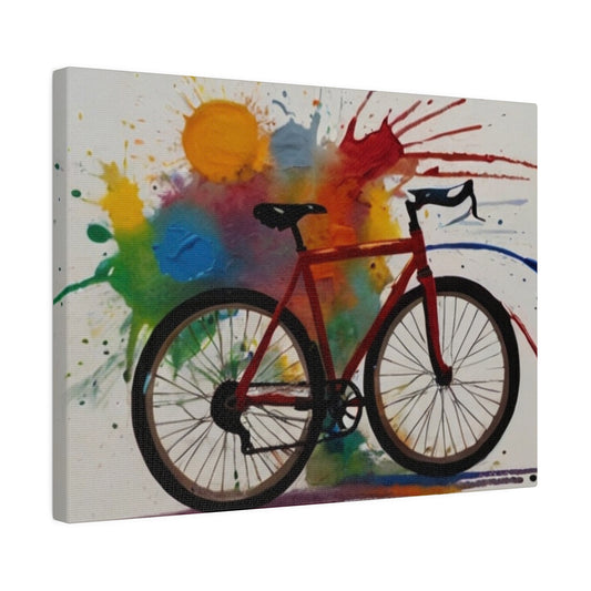 Messy Paint Splatter Bicycle Canvas - Matte Canvas, Stretched, 0.75"