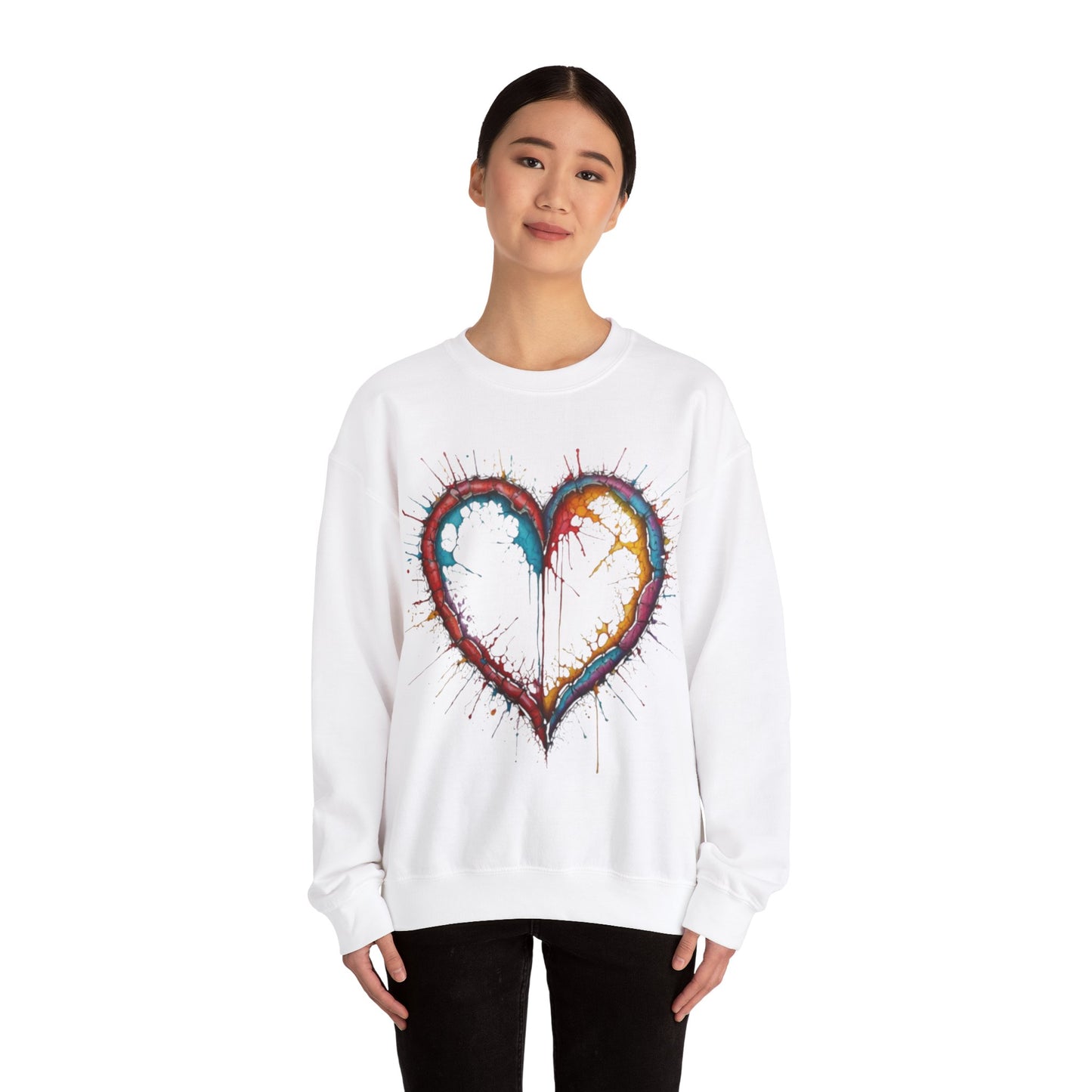 Hollow Colourful Messy Love Heart - Unisex Heavy Sweatshirt