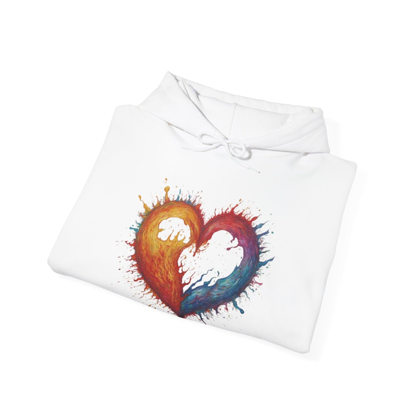 Colourful Burning Love Heart - Unisex Hooded Sweatshirt