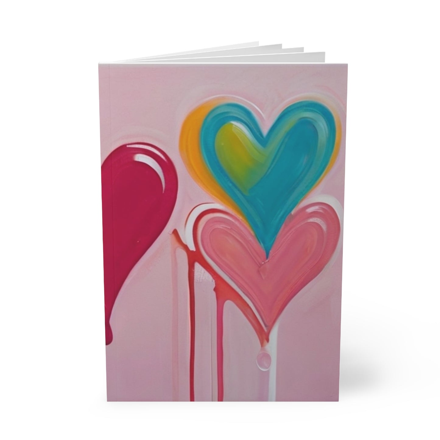 Dripping Multicoloured Love Hearts - Softcover Notebook, A5