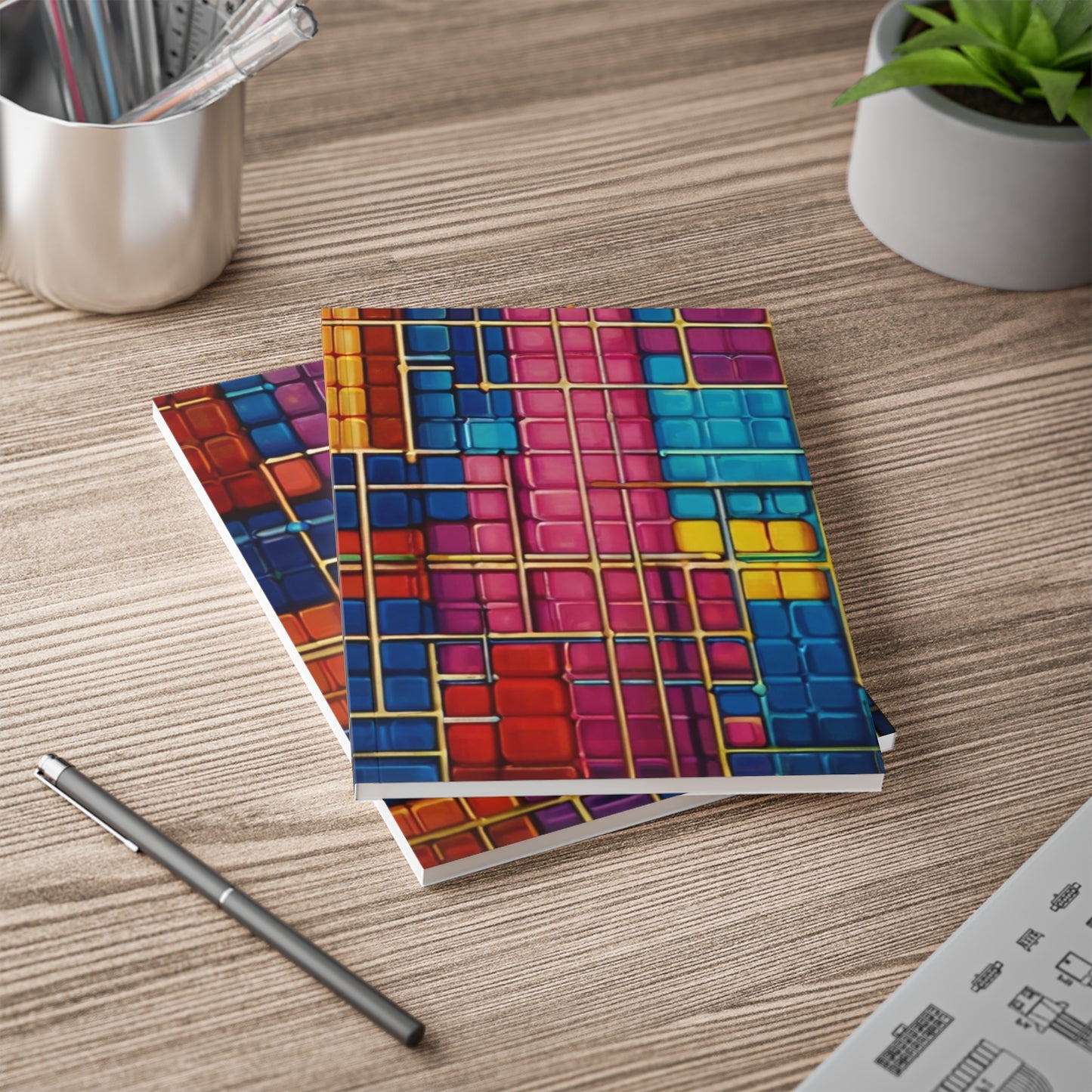 Colourful Cubes - Softcover Notebook, A5