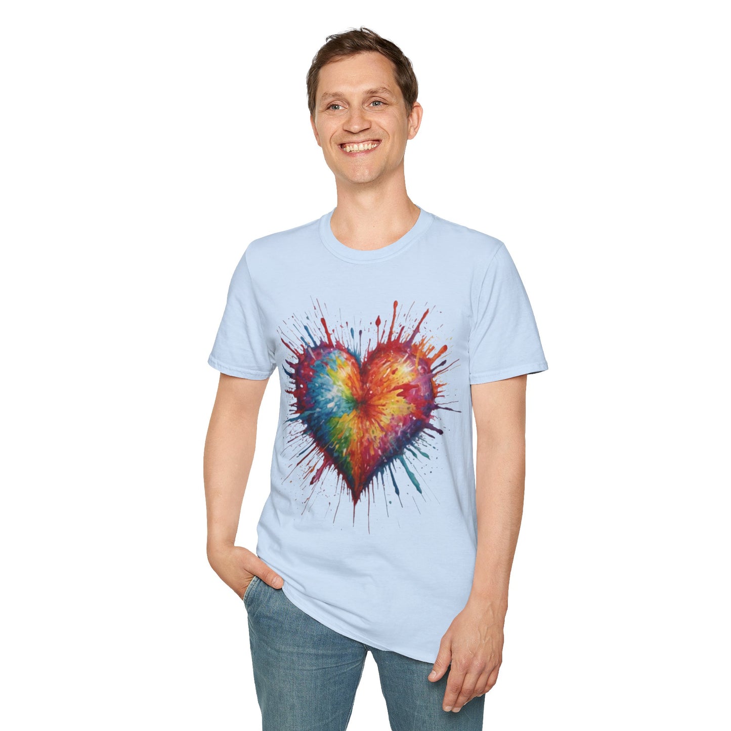 Colourful Messy Exploding Love Heart - Unisex T-Shirt