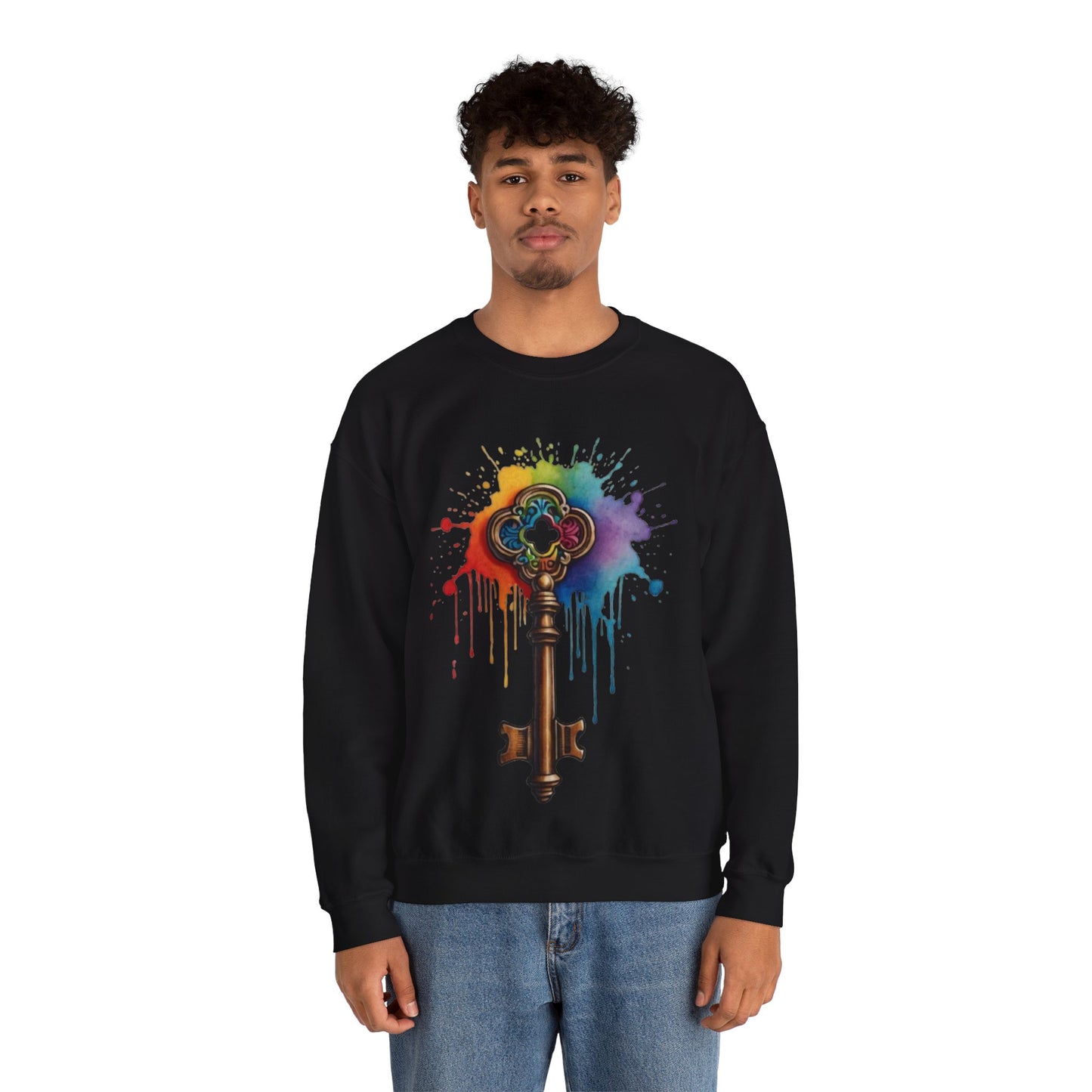 Colourful Messy Skeleton Key - Unisex Crewneck Sweatshirt