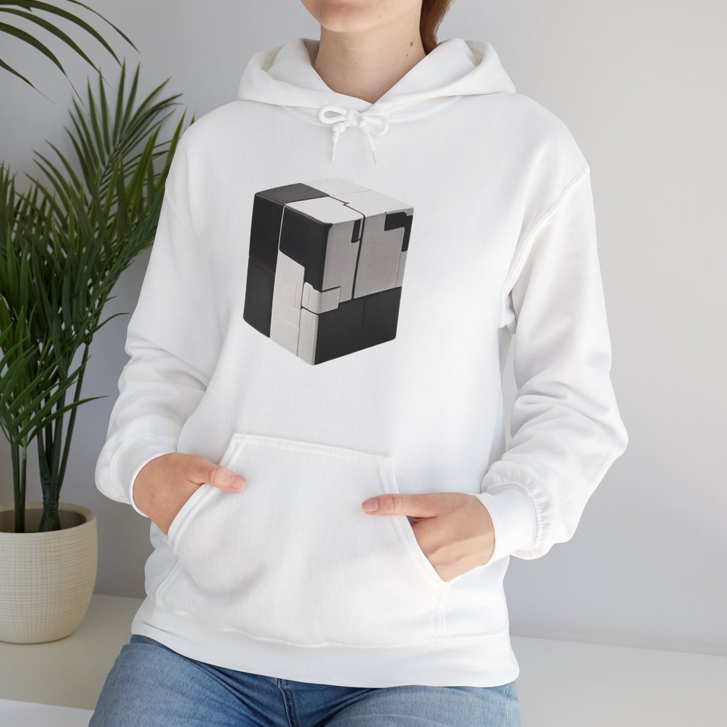 Black and White Cube - Unisex Hooded Sweatshirt