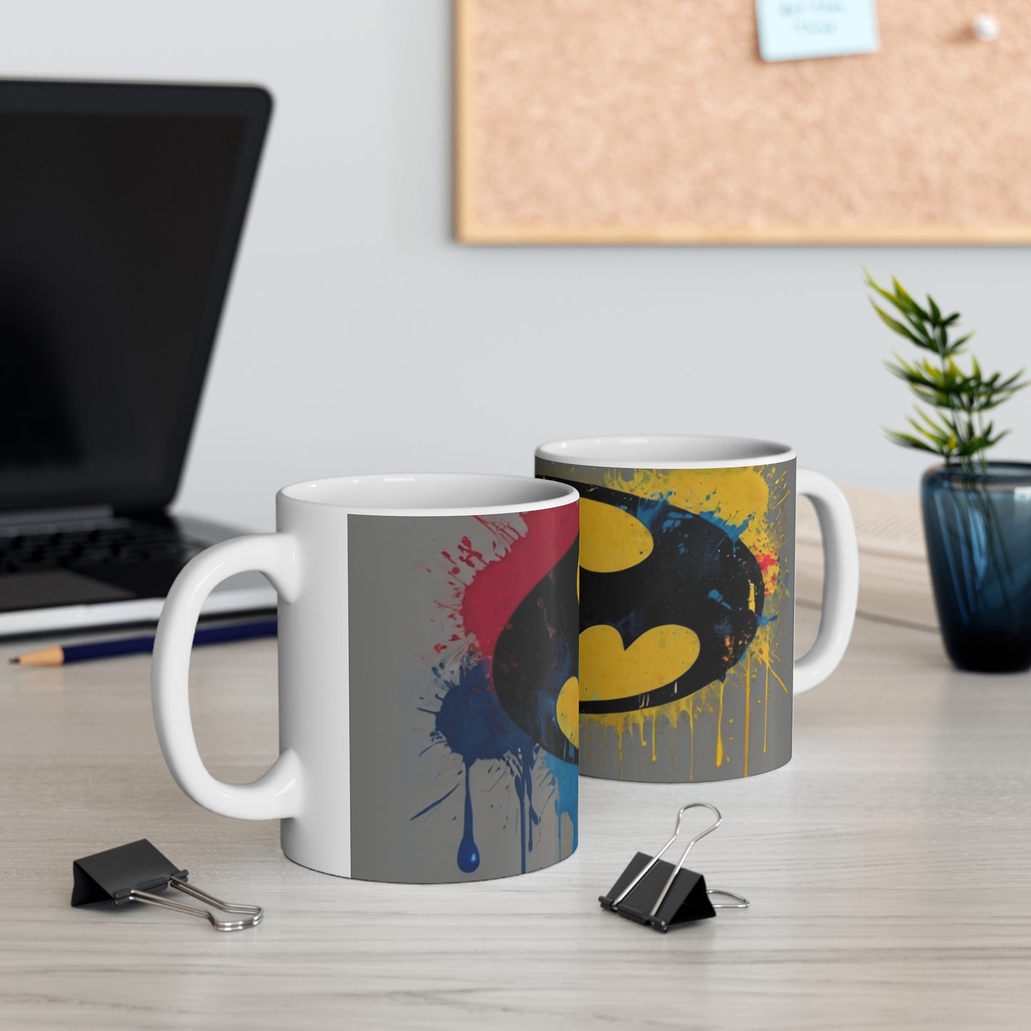 Messy Paint Batman Logo - Ceramic Coffee Mug 11oz