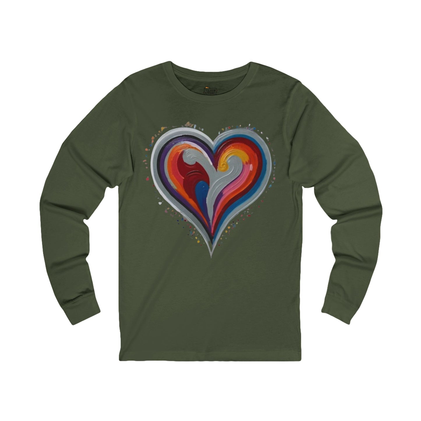 Colourful Grey Love Heart - Unisex Long Sleeve T-Shirt