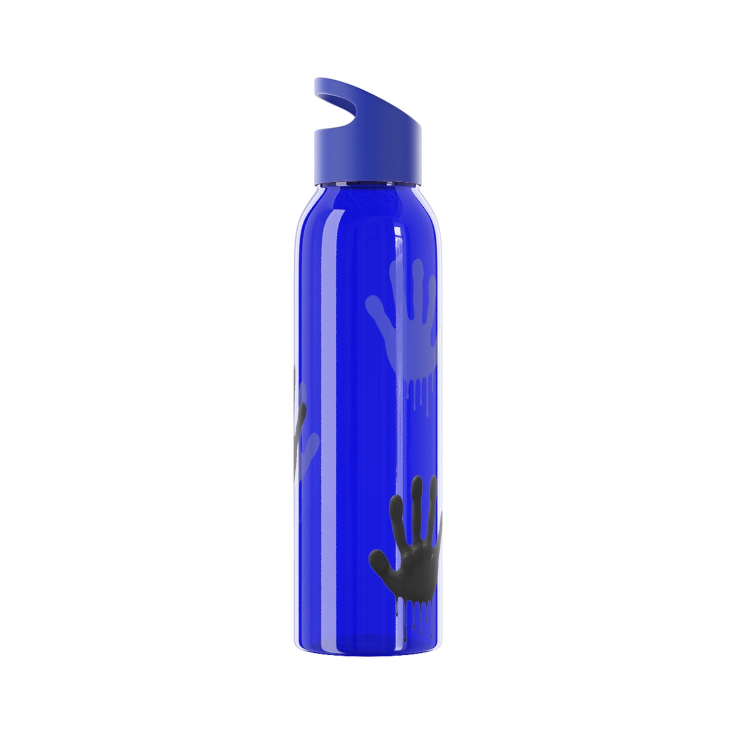 Black Hand Print Art - Sky Water Bottle