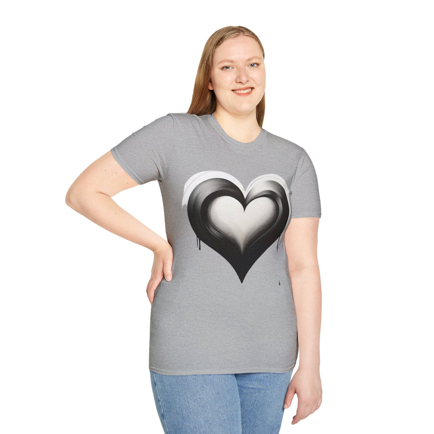 Black and White Heart - Unisex T-Shirt