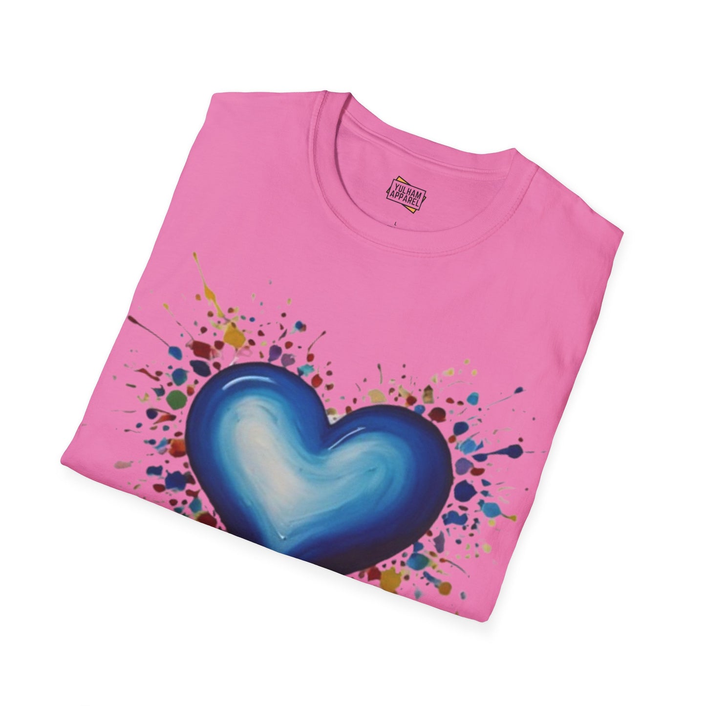 Messy Splatter Blue Love Heart - Unisex T-Shirt