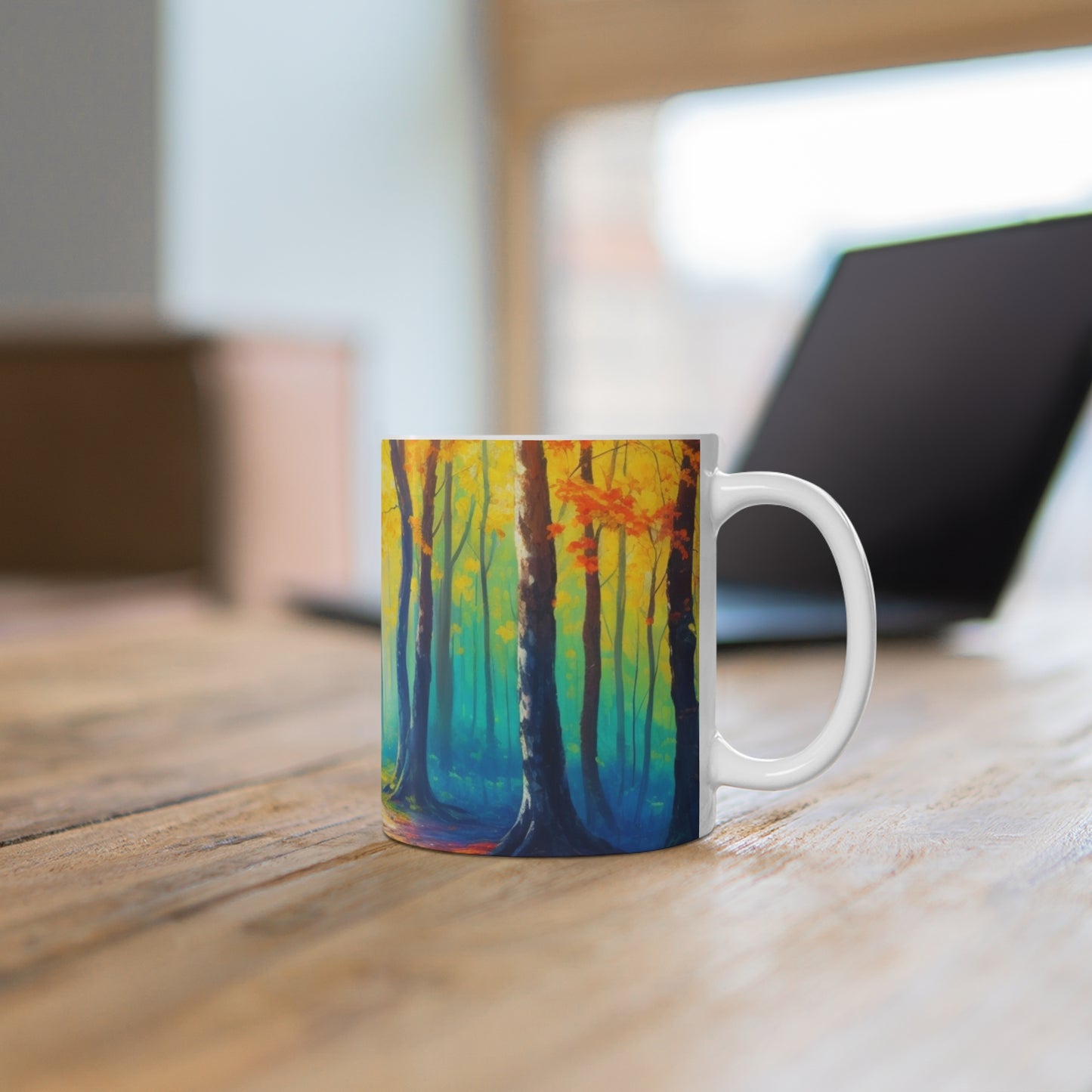 Colourful Forest Scenery Painting Mug -  Ceramic Coffee Mug 11oz