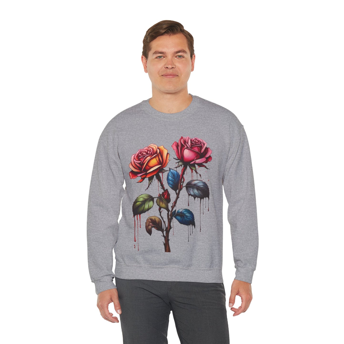 Colourful Rose Duo - Unisex Crewneck Sweatshirt