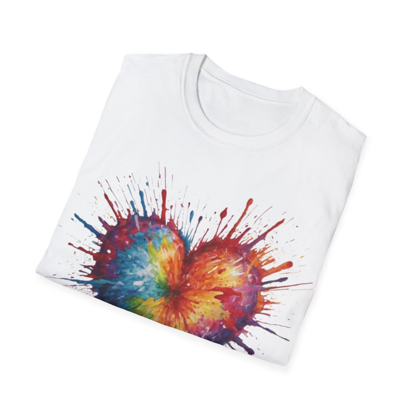 Colourful Messy Exploding Love Heart - Unisex T-Shirt