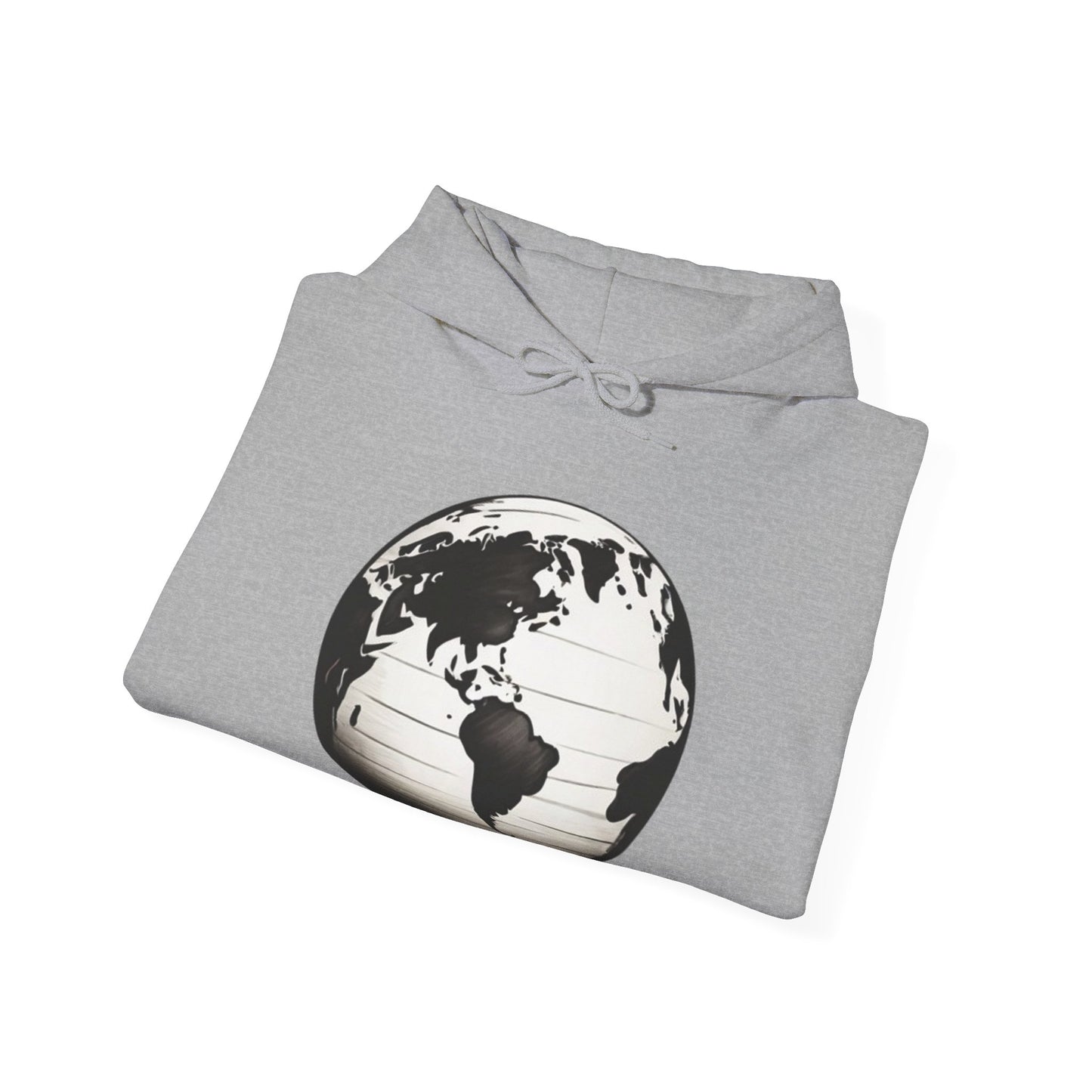 Black and White Earth Sphere - Unisex Hooded Sweatshirt