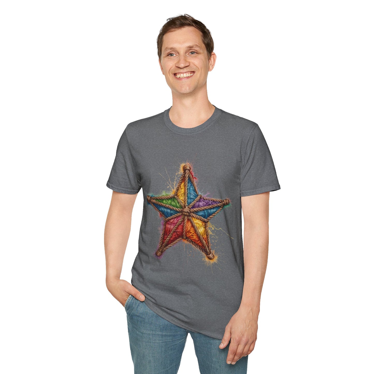 Multicoloured Star Rope Pattern - Unisex T-Shirt